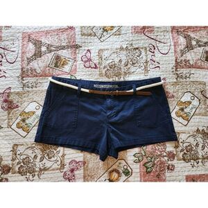 Mossimo Supply Co. Chino Shorts Womens Juniors 13 Blue Cotton Braided Belt Short
